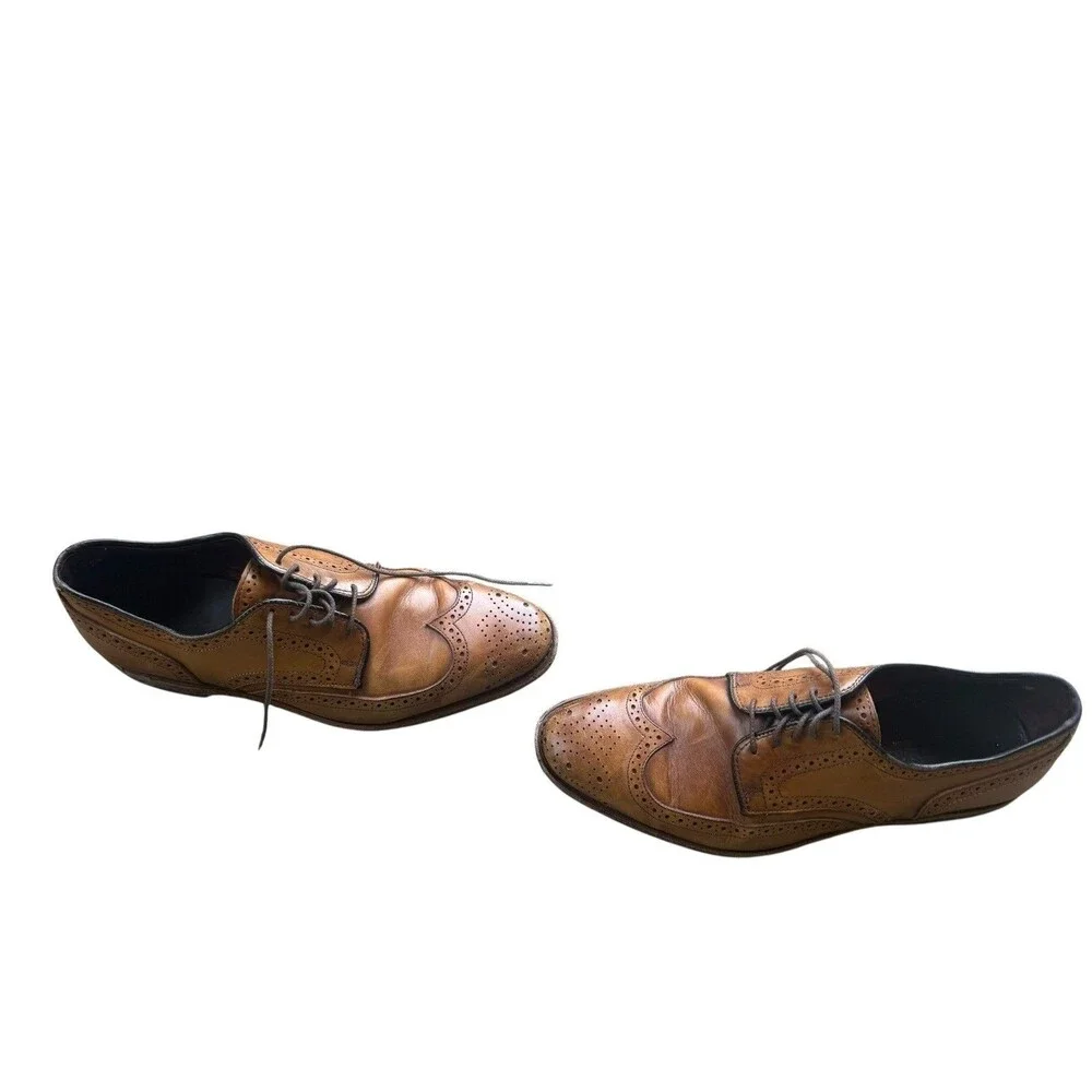 Allen Edmonds Men’s 7 E Brown Leather Wingtip Brogue Oxford Dress Shoes USA